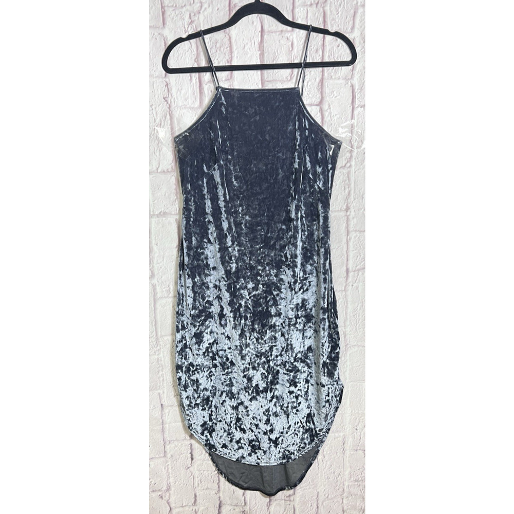 T.D.C Strappy Whimsy Goth Crushed Velvet Gray Slip Dress Halter Neck Size M